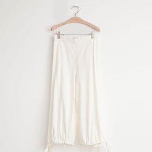 CO Ivory Cropped Harem Pants with Drawstring Hem